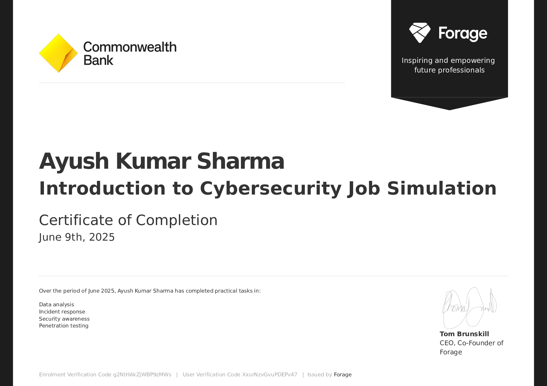 Commonwealth Bank Certificate